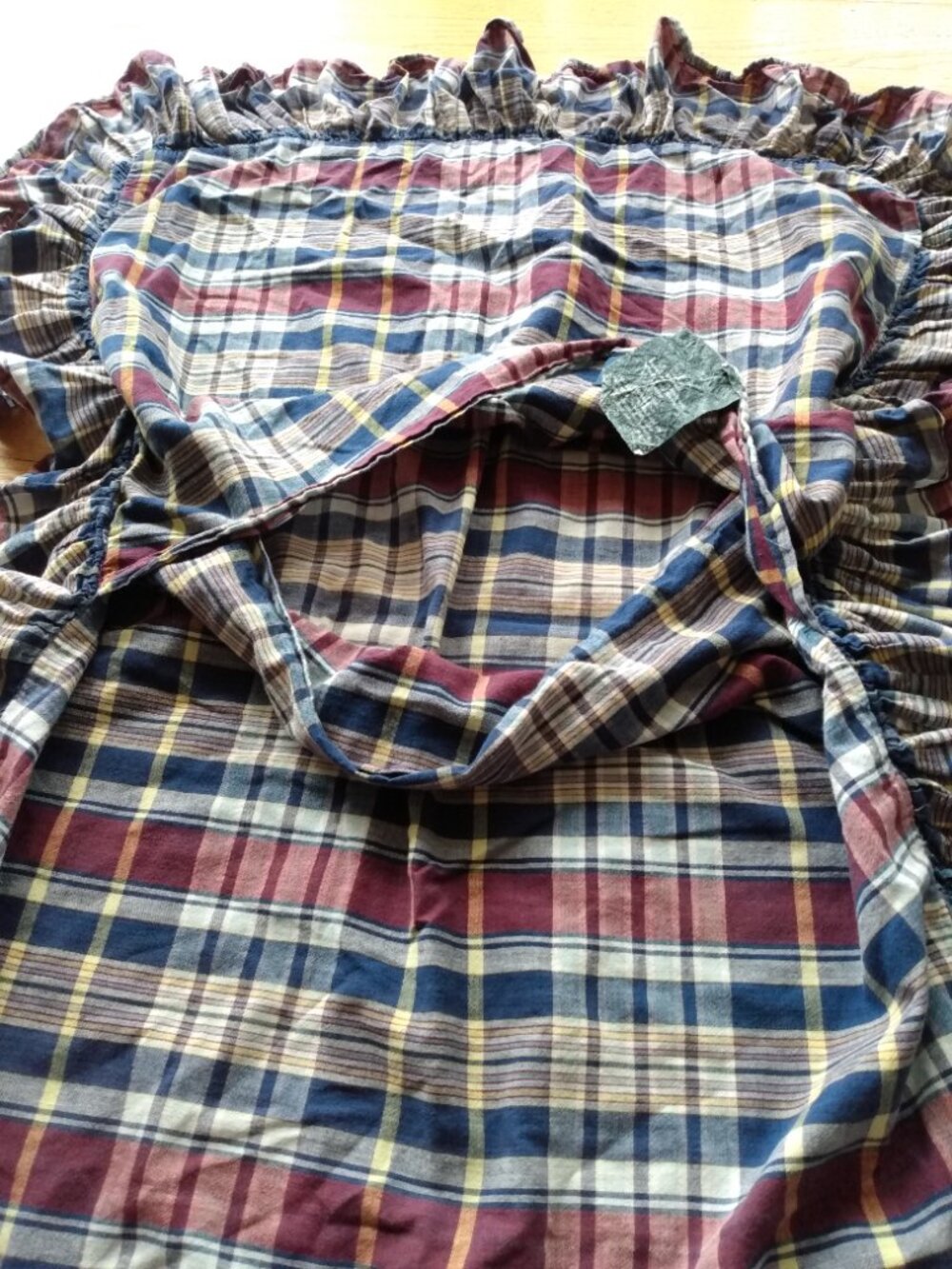 Vintage Ralph Lauren Polo Pillow Sham Madras Plaid Chambray Ruffle - Picture 9 of 14
